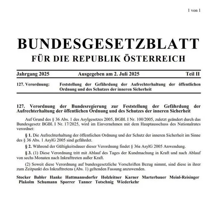 In trauter Eintracht: SPÖ-Minister*innen unterschreiben neben ÖVPlern und machen sich zu Mitschuldigen.. Bundesgesetzblatt mit der infamen Notverordnunng zum Familiennachzug.